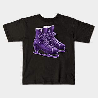 Violet Ice Skating Boots Kids T-Shirt